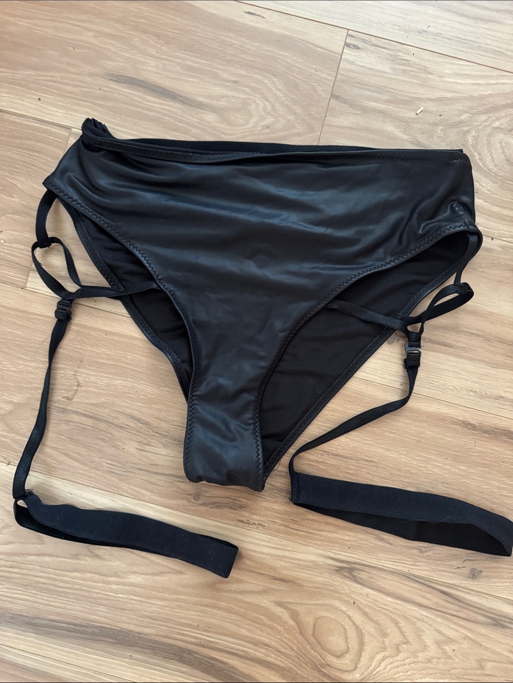 Paradise Chick Black Women's High-Cut pole Bottom with Strappy Details